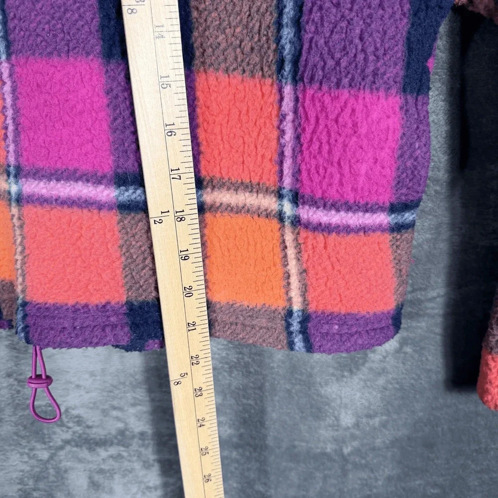 American Eagle Womens Fleece Pullover M Multicolor Plaid Quarter Zip Cropped - Picture 4 of 7